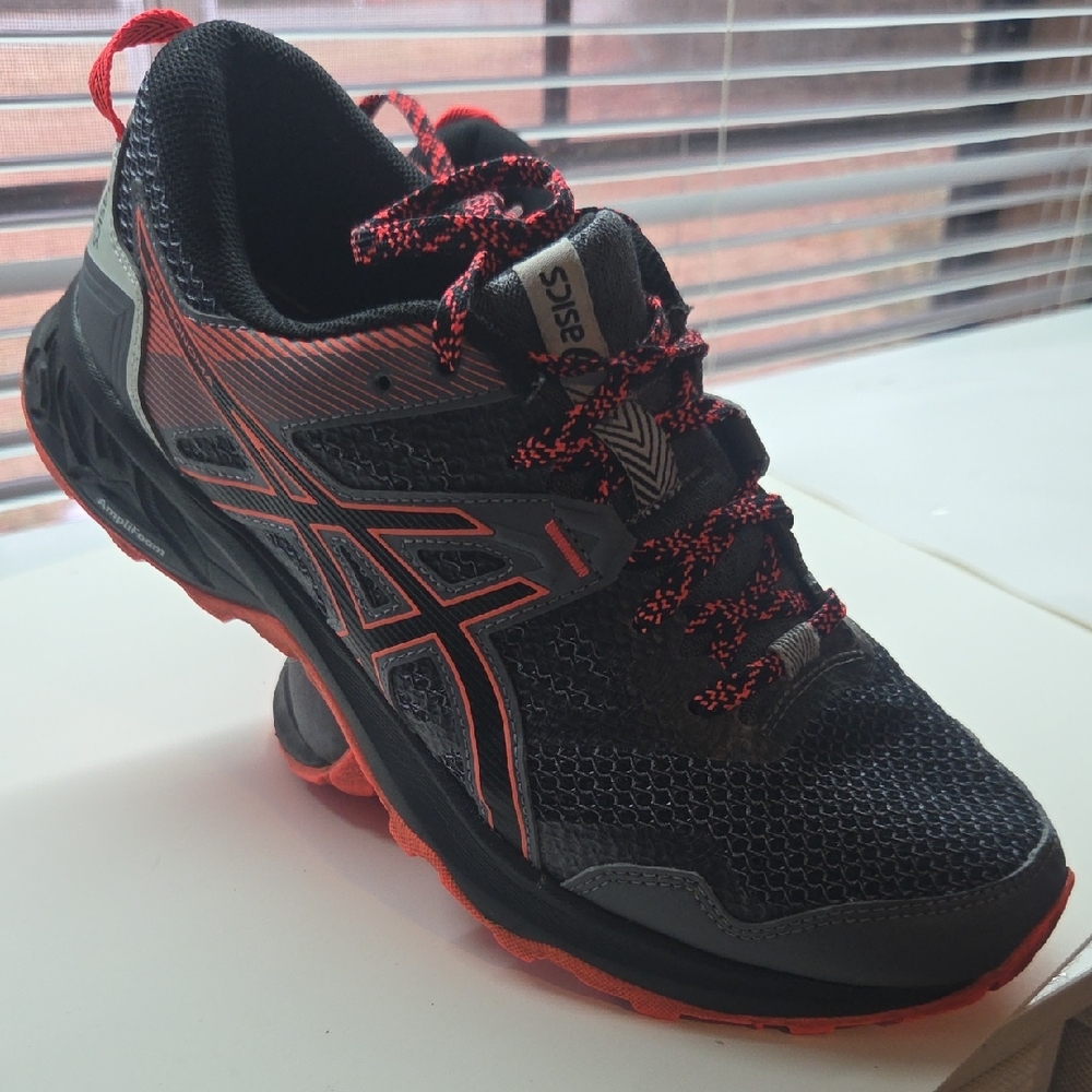 Asics Kids' Black and Orange Sneakers